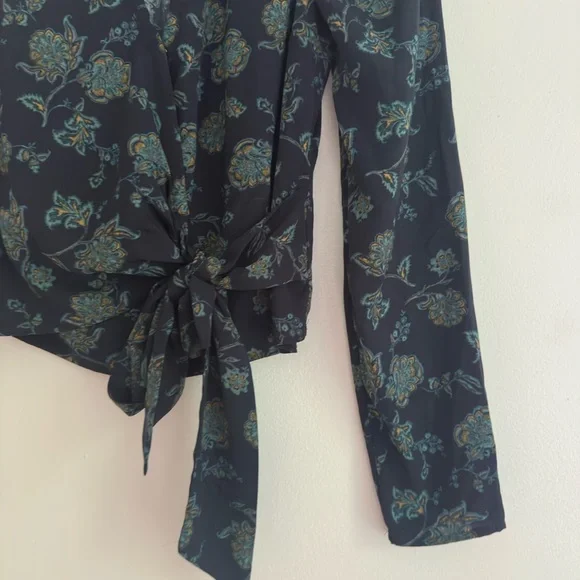 Abercrombie and Fitch Floral Wrap Blouse - Navy and Green - Picture 4 of 5